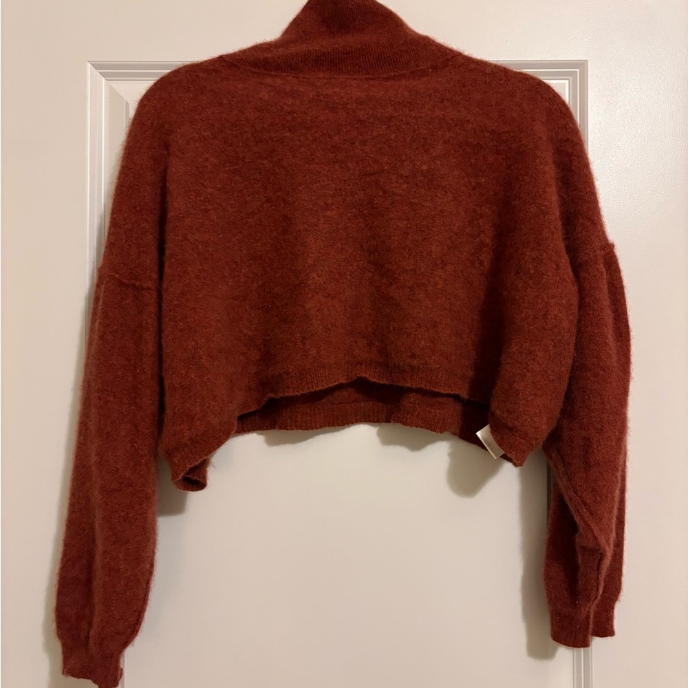 Free People Warm Rust Cowl Neck Sweater 100% cashmere